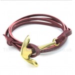 Leather Anchor Titanium Bracelet