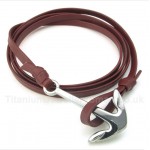 Leather Anchor Titanium Bracelet