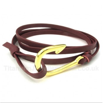 Leather Hooks Titanium Bracelet