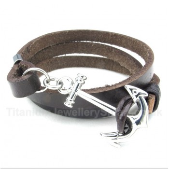 Titanium Leather Anchor Bracelet