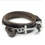 Titanium Leather Anchor Bracelet