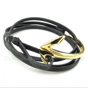 Titanium Leather Anchor Bracelet