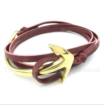 Titanium Leather Anchor Bracelet
