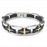 Titanium Gold Cross Bracelet