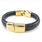 Titanium Gold-plated Leather Bracelet
