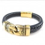 Titanium Gold-plated Leather Bracelet