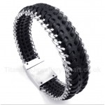 Titanium Black Leather Bracelet