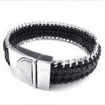 Titanium Black Leather Bracelet