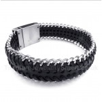 Titanium Black Leather Bracelet