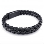 Titanium Black Leather Bracelet