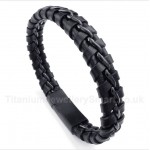 Titanium Black Leather Bracelet