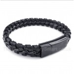 Titanium Black Leather Bracelet