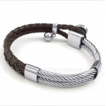 Heart Shaped Leather Titanium Bracelet