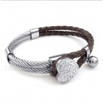 Heart Shaped Leather Titanium Bracelet