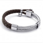 Clover Leather Titanium Bracelet