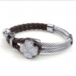 Clover Leather Titanium Bracelet