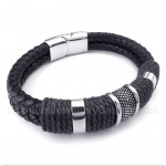 Titanium Black Leather Bracelet