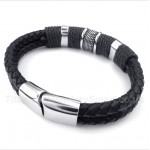 Titanium Black Leather Bracelet