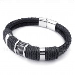 Titanium Black Leather Bracelet