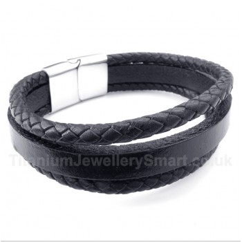 Titanium Black Leather Bracelet