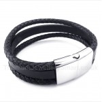 Titanium Black Leather Bracelet