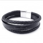 Titanium Black Leather Bracelet