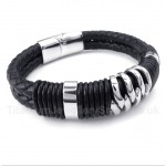 Titanium Black Leather Bracelet