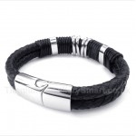 Titanium Black Leather Bracelet