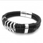 Titanium Black Leather Bracelet