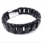 Titanium Black Leather Bracelet