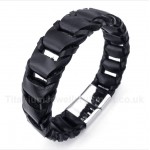 Titanium Black Leather Bracelet