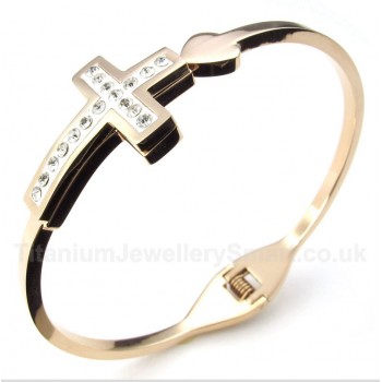 Titanium Rose Gold Cross Bracelet