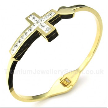 Titanium Gold Cross Bracelet