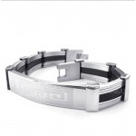 Titanium Rubber Greek Meander Pattern Bracelet