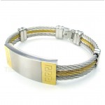 Titanium Greek Meander Pattern Cable Bracelet