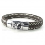 Titanium Aries Leather Cable Bracelet