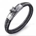Titanium Black Leather Cable Magnet Bracelet