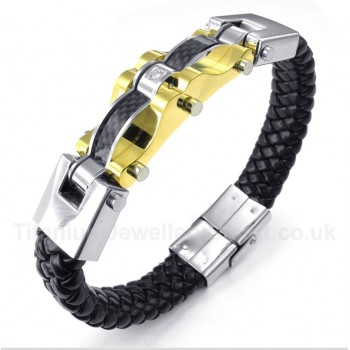 Titanium Carbon Fiber Leather Bracelet