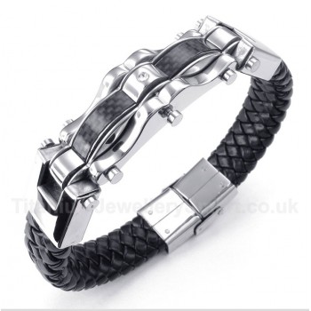 Titanium Carbon Fiber Leather Bracelet