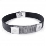 Titanium Armor Mesh Leather Bracelet