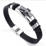 Titanium Greek Meander Pattern Cross Rubber Bracelet