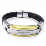 Titanium Diamond Cross Leather Bracelet