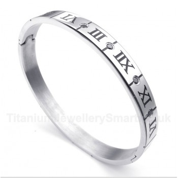 Titanium Diamond Roman Numerals Bracelet