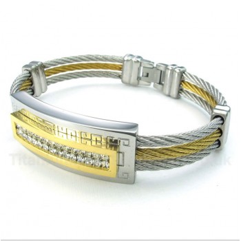 Titanium Greek Meander Pattern Cable Bracelet