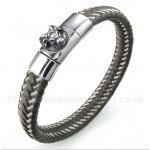 Titanium Aries Leather Cable Bracelet