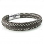 Titanium Aries Leather Cable Bracelet
