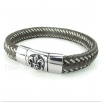 Titanium Leather Cable Bracelet