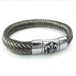 Titanium Leather Cable Bracelet