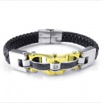 Titanium Carbon Fiber Leather Bracelet