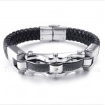 Titanium Carbon Fiber Leather Bracelet